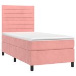 vidaXL Sommier à lattes de lit avec matelas LED Rose 90x200 cm Velours
