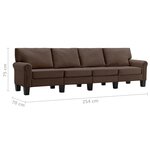 vidaXL Canapé à 4 places Marron Tissu