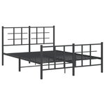 vidaXL Cadre de lit métal avec tête de lit/pied de lit noir 135x190 cm