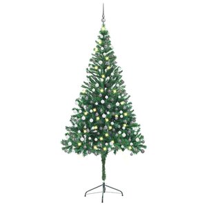 vidaXL Arbre de Noël artificiel pré-éclairé/boules 210 cm 910 branches