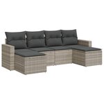 vidaXL Salon de jardin 6 Pièces avec coussins gris clair résine tressée
