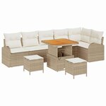 vidaXL Ensemble de canapé de jardin 9 Pièces Beige Poly rotin