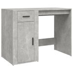 Bureau table poste de travail meuble d'ordinateur informatique étude 100 x 49 x 75 cm bois d'ingénierie gris 02_0023824