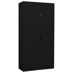 Armoire de bureau avec casier et 3 étagères réglables 90 x 40 x 180 cm design moderne en acier noir 02_0046913