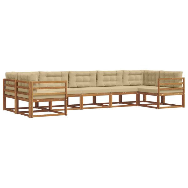 vidaXL Ensemble de canapés d'extérieur 7 Pièces Naturel et Beige