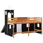 vidaXL Lit mezzanine enfants avec tour blanc/noir 90x190 cm pin massif