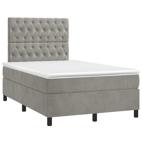 vidaXL Sommier à lattes de lit et matelas gris clair 120x190cm velours