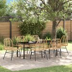 vidaXL Ensemble de salle à manger de jardin 7 pièces Marron Poly Rattan