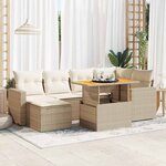 vidaXL Salon de jardin avec coussins 7 Pièces beige résine tressée