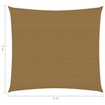 vidaXL Voile d'ombrage 160 g/m² Taupe 3x3 m PEHD