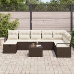 vidaXL Ensemble de canapé de jardin 9 Pièces Marron Poly rotin