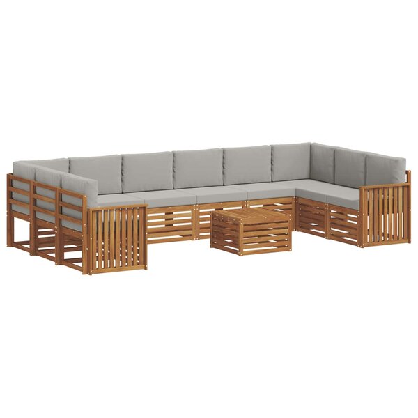 vidaXL Ensemble de canapés d'extérieur 11 Pièces Gris Naturel et Clair