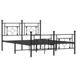 vidaXL Cadre de lit métal avec tête de lit/pied de lit noir 140x190 cm