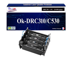 T3AZUR - Tambour compatible avec Oki C500  C510  C510DN  C511DN  C530  C530DN  C531DN Noir
