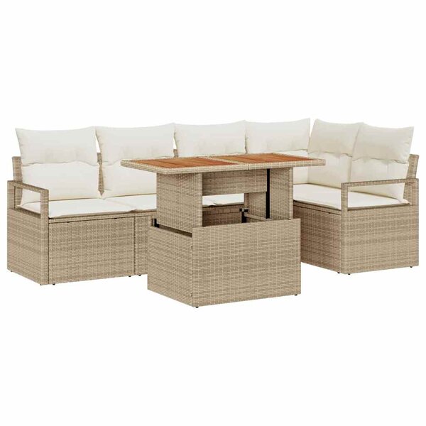 vidaXL Ensemble de salle à manger pour jardin 6 Pièces Beige  Crème