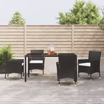 vidaXL Ensemble à manger de jardin coussins 5Pièces Noir Résine tressée