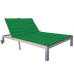 vidaXL Chaise longue 2 places avec coussin Acacia solide et acier