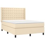 vidaXL Sommier à lattes de lit matelas et LED Crème 140x200 cm Tissu