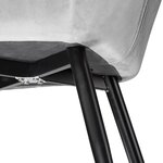 Lot de 4 chaises pieds noir siège de salon cuisine salle à manger design élégant velours gris 08_0000076