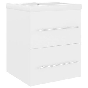 vidaXL Armoire d'évier avec lavabo intégré Blanc Aggloméré
