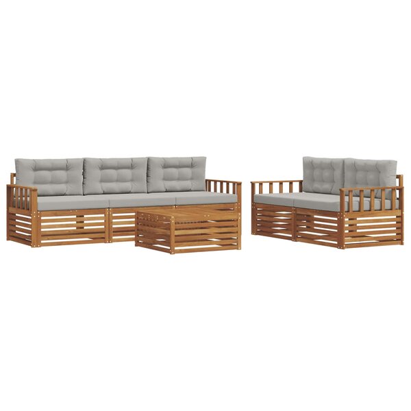 vidaXL Ensemble de canapés d'extérieur 6 pc Gris Naturel et Clair