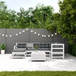 vidaXL Salon de jardin 7 Pièces avec coussins blanc bois de pin massif