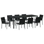 vidaXL Ensemble de salle à manger pour jardin 9 Pièces Noir et gris