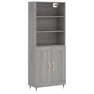 vidaXL Buffet haut Sonoma gris 69 5x34x180 cm Bois d'ingénierie