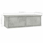 vidaXL Étagère murale avec tiroirs Gris béton Bois d'ingénierie