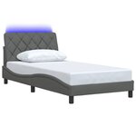 vidaXL Cadre de lit avec LED sans matelas gris foncé 100x200 cm tissu