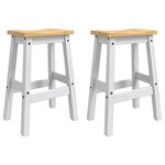 vidaXL Tabouret de bar 2 pc Blanc et Cire de Miel 44 x 30 x 63 cm