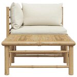 vidaXL Salon de jardin 2 Pièces avec coussins blanc crème Bambou