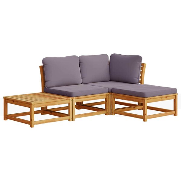 vidaXL Salon de jardin 4 Pièces avec coussins Bois d'acacia solide