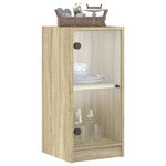 vidaXL Armoire latérale avec portes en verre chêne sonoma 35x37x75 5cm