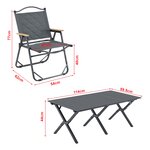 Set de table et 4 chaises de camping tissu Oxford 600D gris 03_0010695