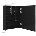vidaXL Armoire de salle de bain à miroir LED noir 50x14x60 cm