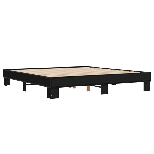 vidaXL Cadre de lit noir 200x200 cm bois d'ingénierie et métal