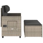 vidaXL Banc inclinable de jardin et coussins gris clair résine tressée