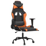 vidaXL Chaise de jeu de massage et repose-pied Noir&Orange Similicuir