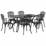 vidaXL Ensemble de salle à manger pour jardin 7 Pièces Noir Aluminium