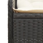 vidaXL Salon de jardin 3 Pièces avec coussins Noir Résine tressée
