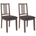 vidaXL Chaises à manger coussins 2 Pièces marron bois massif caoutchouc