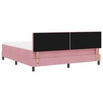 Lit Box Spring avec Matelas Rose Super King en Velours