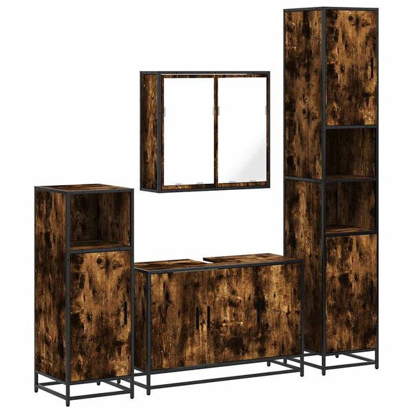 vidaXL Ensemble meubles salle de bain 4 Pièces chêne fumé bois ingénierie