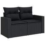 vidaXL Salon de jardin 6 Pièces avec coussins noir résine tressée