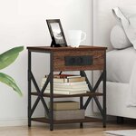 vidaXL Table de nuit avec station de chargement 2 Pièces Chêne marron
