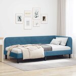 vidaXL Cadre de lit d'angle avec tête de lit Bleu 90 x 190 cm Velours