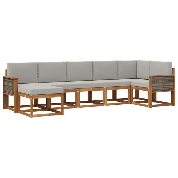 vidaXL Ensemble de canapés d'extérieur 7 pc Naturel et gris clair