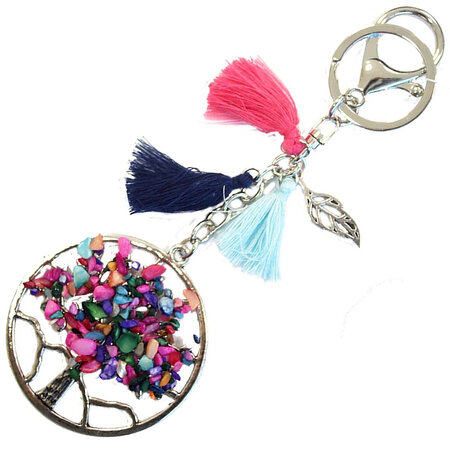 Porte clefs ou bijou de sac arbre de vie - multicolore