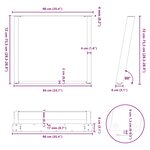 vidaXL Pieds de table à manger en U 2 pièces Noir 90 x (72-73) cm Acier